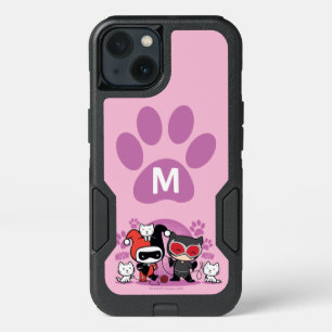 Monogram Chibi Harley Quinn & Catwoman With Cats iPhone 13 Case