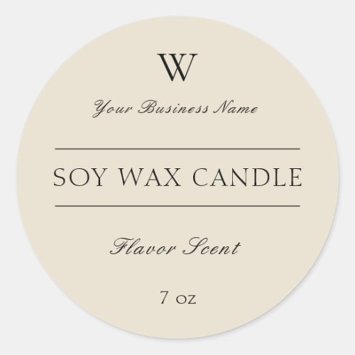 Monogram Chic Beige Candle Spa Product Label