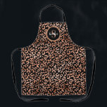 Monogram Chic Black Leopard Animal Print Apron<br><div class="desc">A trendy and chic rose gold foil leopard animal print decorates this apron. Personalize it with your monogram initial and name. Designed for you by Blackberry Boulevard.</div>