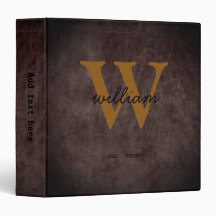 Monogram chic burgundy leather script black name