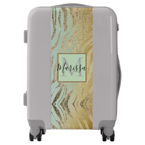 Monogram Chic Glittery Zebra Print Suitcase