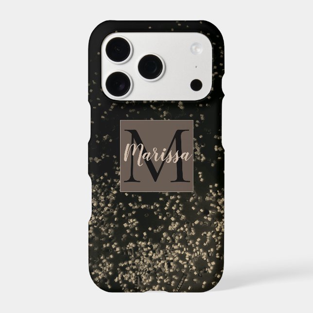 Monogram Chic Gold Confetti   Iphone Case (Back)