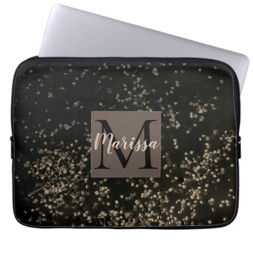 Monogram Chic Gold Confetti      Laptop Sleeve