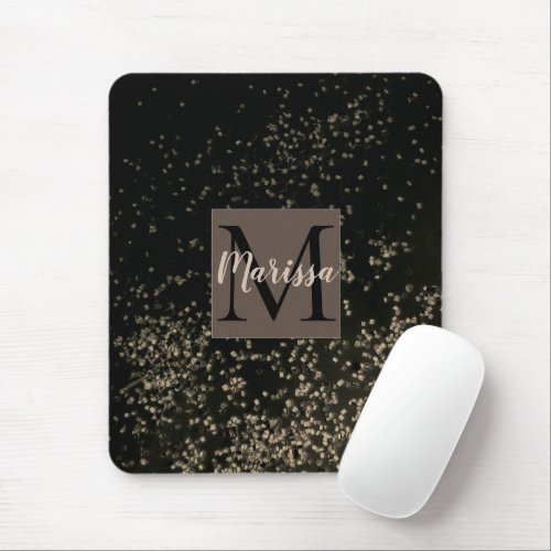 Monogram Chic Gold Confetti       Mouse Pad