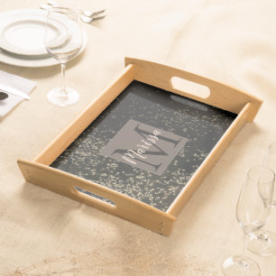 Monogram Chic Gold Confetti Serving Tray