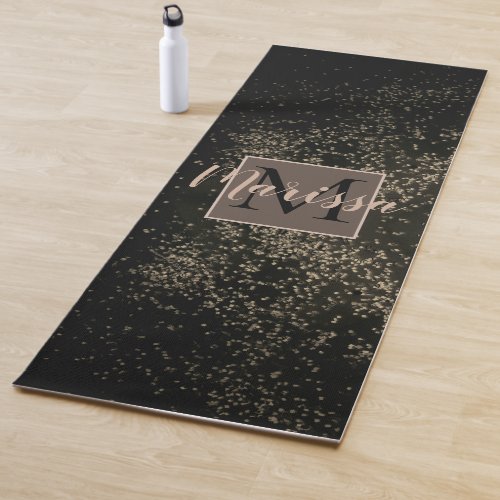 Monogram Chic Gold Confetti Yoga Mat