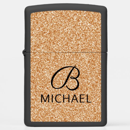 Monogram Chic Gold Glitter Personalized Name Zippo Lighter