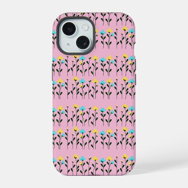  Monogram chic Grey  Floral Pattern  Iphone Case (Back)