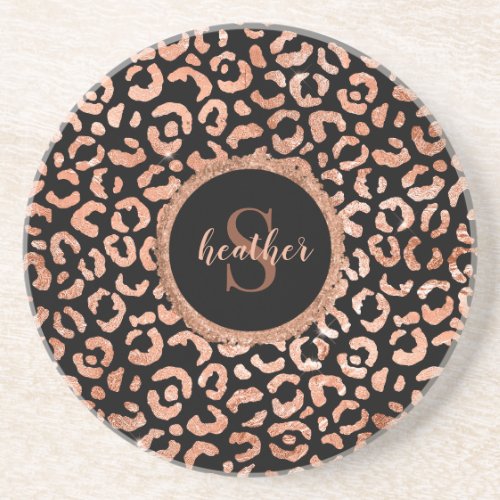 Monogram Chic Leopard Animal Print  Coaster