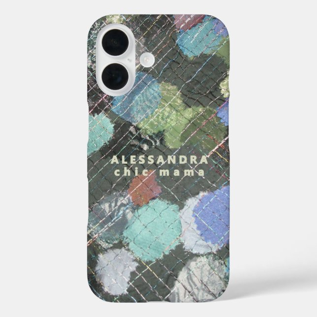 Monogram Chic Mama Abstract Green Blue White Dots  Case-Mate iPhone Case (Back)