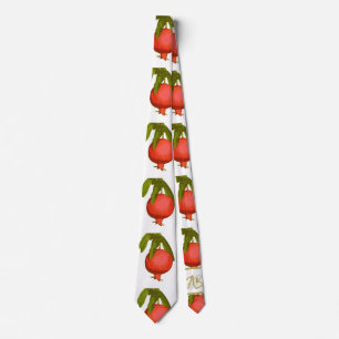 Monogram  Chic Red Botanical Pomegranate Neck Tie