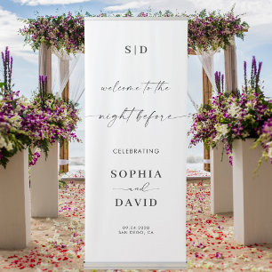 Monogram Chic Rehearsal Dinner Wedding Welcome Retractable Banner
