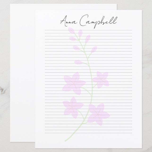 Monogram Chic Script Name Stationery Paper (Front/Back)