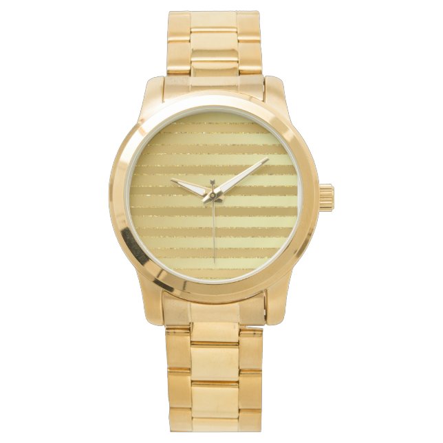 Monogram Chic Striped Gold Glitter Men's  Watch (Front)