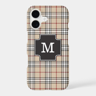 Monogram Chic Tartan Plaid Tan Red Black White Cas iPhone 17 Case