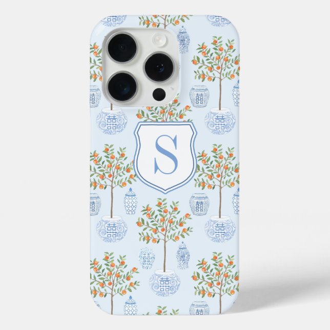 Monogram Chinese Pottery Citrus Orange Tree Case-Mate iPhone Case (Back)