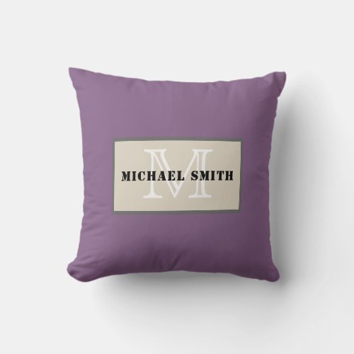 Monogram Chinese Violet Solid Color Background Throw Pillow