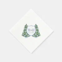 Watercolor Ginger Jar Monogram Wedding Crest Napkins, Zazzle