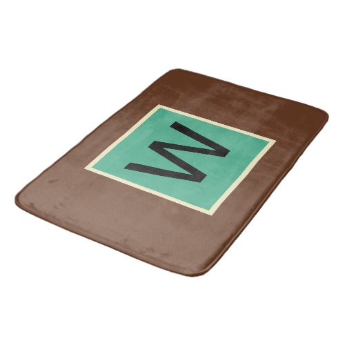 Monogram Chocolate Brown and Dark Mint Bath Mat