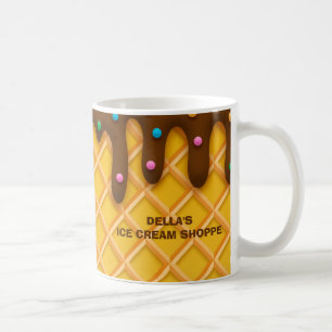 Monogram Chocolate Drip Waffle Sprinkle Ice Cream  Coffee Mug