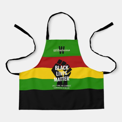 Monogram Christian  BLACK LIVES MATTER Apron