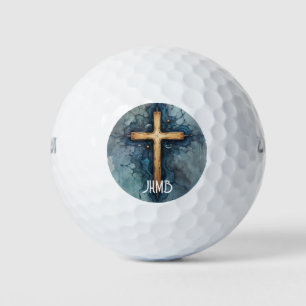 Monogram Christian Cross Crucifix Golf Balls