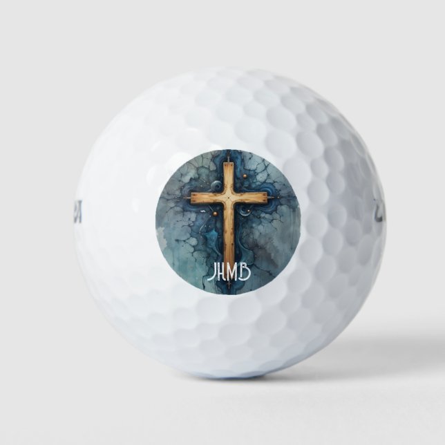 Monogram Christian Cross Crucifix  Golf Balls (Front)