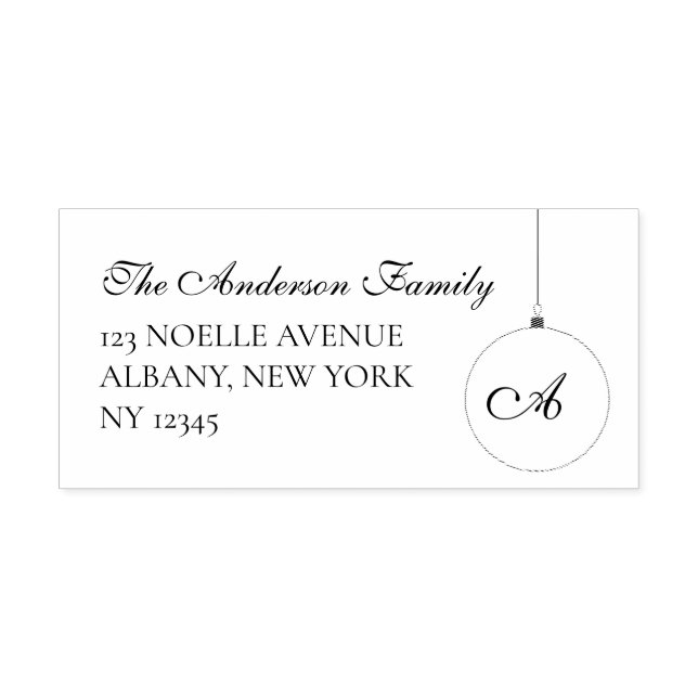 Monogram Christmas Bauble Return Address Self-inking Stamp (Design)