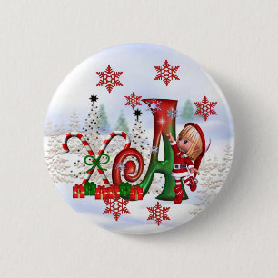 Monogram Christmas Button A