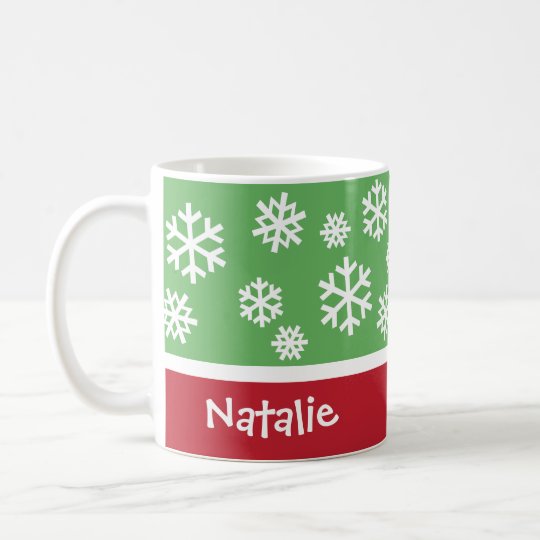 Monogram Christmas Coffee Mug Snowflakes Zazzle Monogram Christmas Coffee Mug Snowflakes