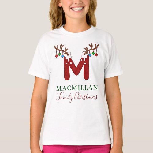 Monogram Christmas Daughter Matching Family Custom T_Shirt