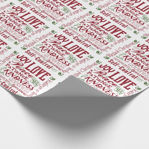 Monogram Christmas Fruit of the Spirit Red Green Wrapping Paper