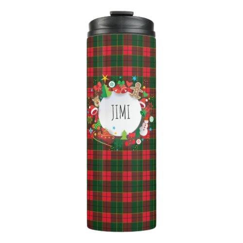 Monogram Christmas Happy New Year Scotland Pattern Thermal Tumbler