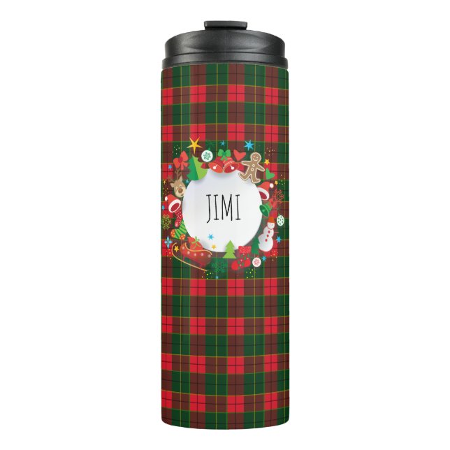 Monogram Christmas Happy New Year Scotland Pattern Thermal Tumbler (Front)