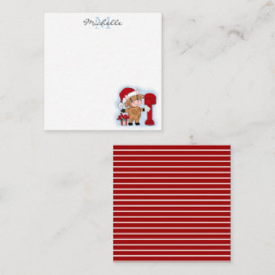 Monogram Christmas Holiday Cute Cow Personalized Note Card