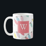 Monogram Christmas Holiday Lights Pattern Coffee M Coffee Mug<br><div class="desc">This cute christmas holiday coffee mug features a monogram on a white background with christmas holiday lights in pastel colors. Personalize it for your needs. You can find matching products at my store.</div>