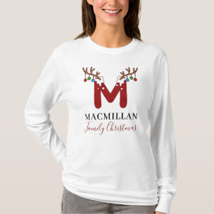 Monogram Christmas Holiday Matching Family Mom T-Shirt