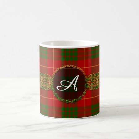 Monogram Christmas Holiday Tartan Coffee Mug