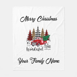 Monogram Christmas Little Red Truck Fleece Blanket