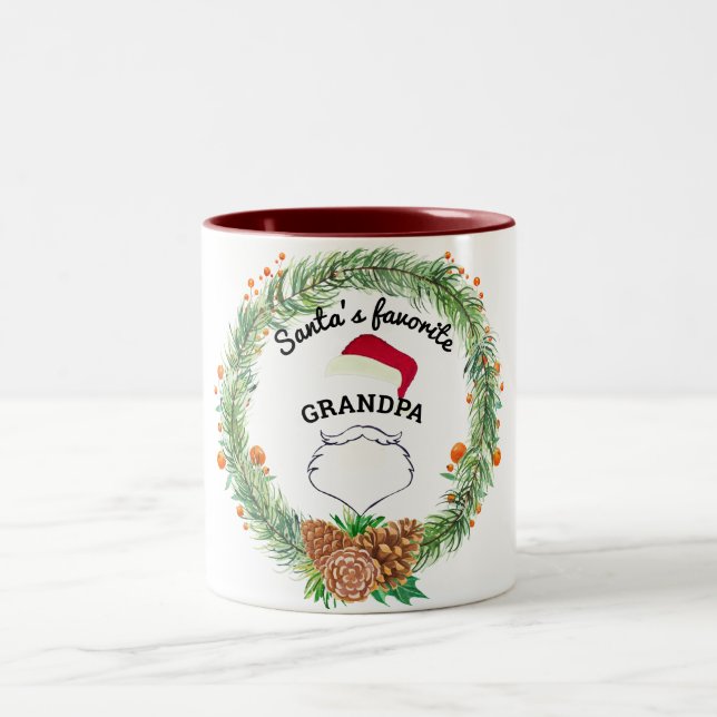 Monogram Christmas Mug - Personalize Family Wreath (Center)