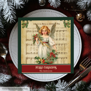 Monogram Christmas Napkins Elegant Angel Keepsake