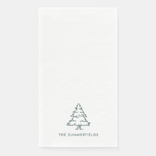Monogram Christmas Pine Tree Holiday Family Paper Guest Towels
