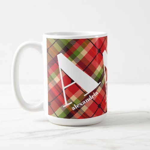 Monogram Christmas Plaid Coffee Mug