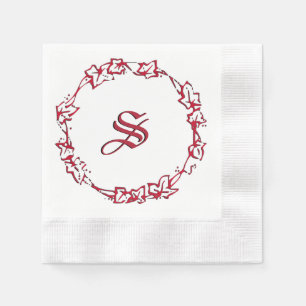 Monogram Christmas Red Napkins