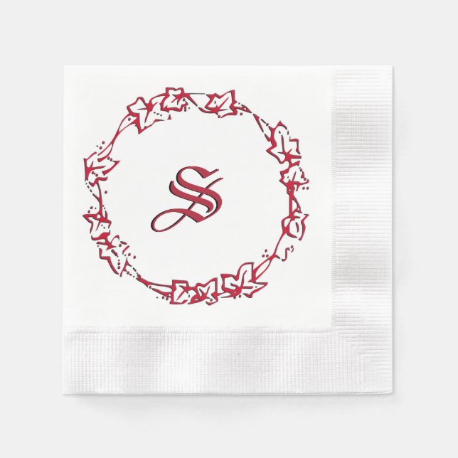 Monogram Christmas Red Napkins (Front)