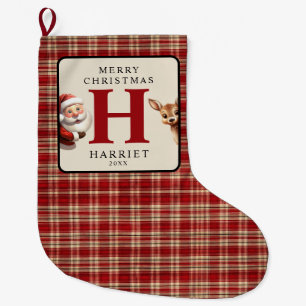 Monogram Christmas Santa Photo Large Christmas Stocking