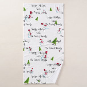 Monogram Christmas Snowman Towel