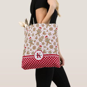 Monogram Christmas Tote Bag