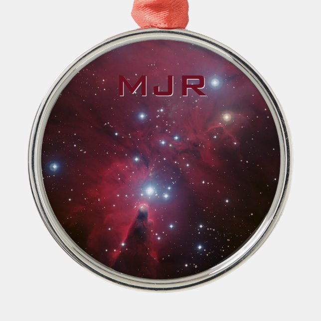 Monogram Christmas Tree Cluster - NGC 2264 Metal Ornament (Front)