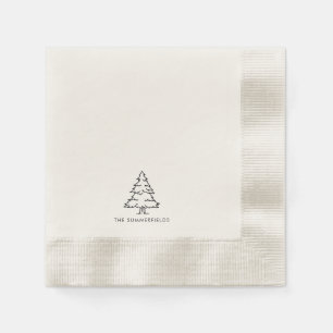 Monogram Christmas Tree Family Holiday Reunion Napkins